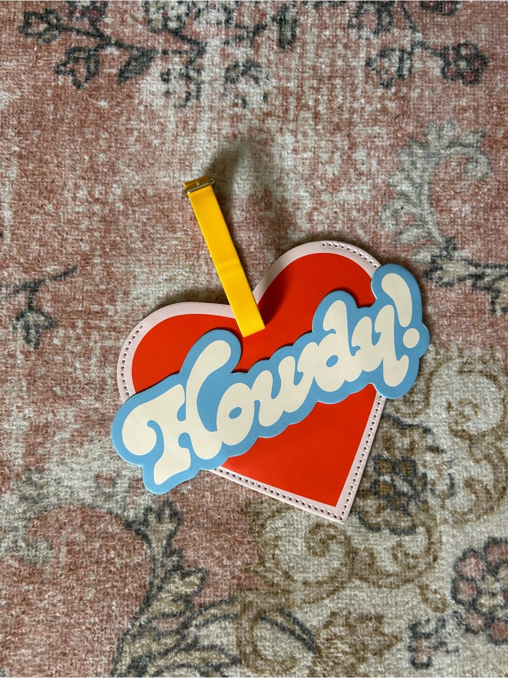 ban.do Pink Heart Luggage Tag with Yellow Strap